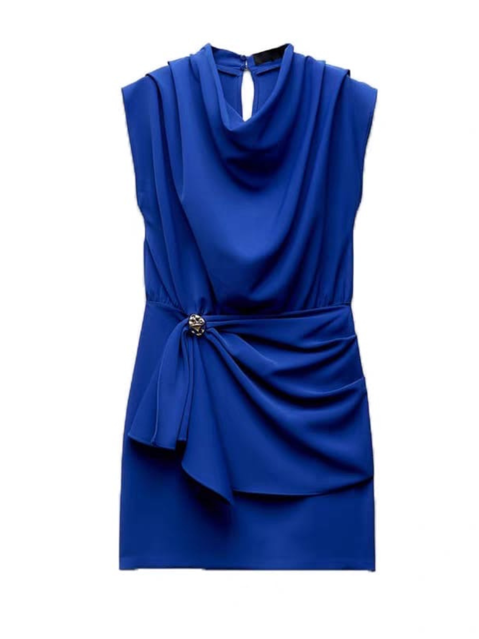 DRAPED DRESS WITH BROOCH