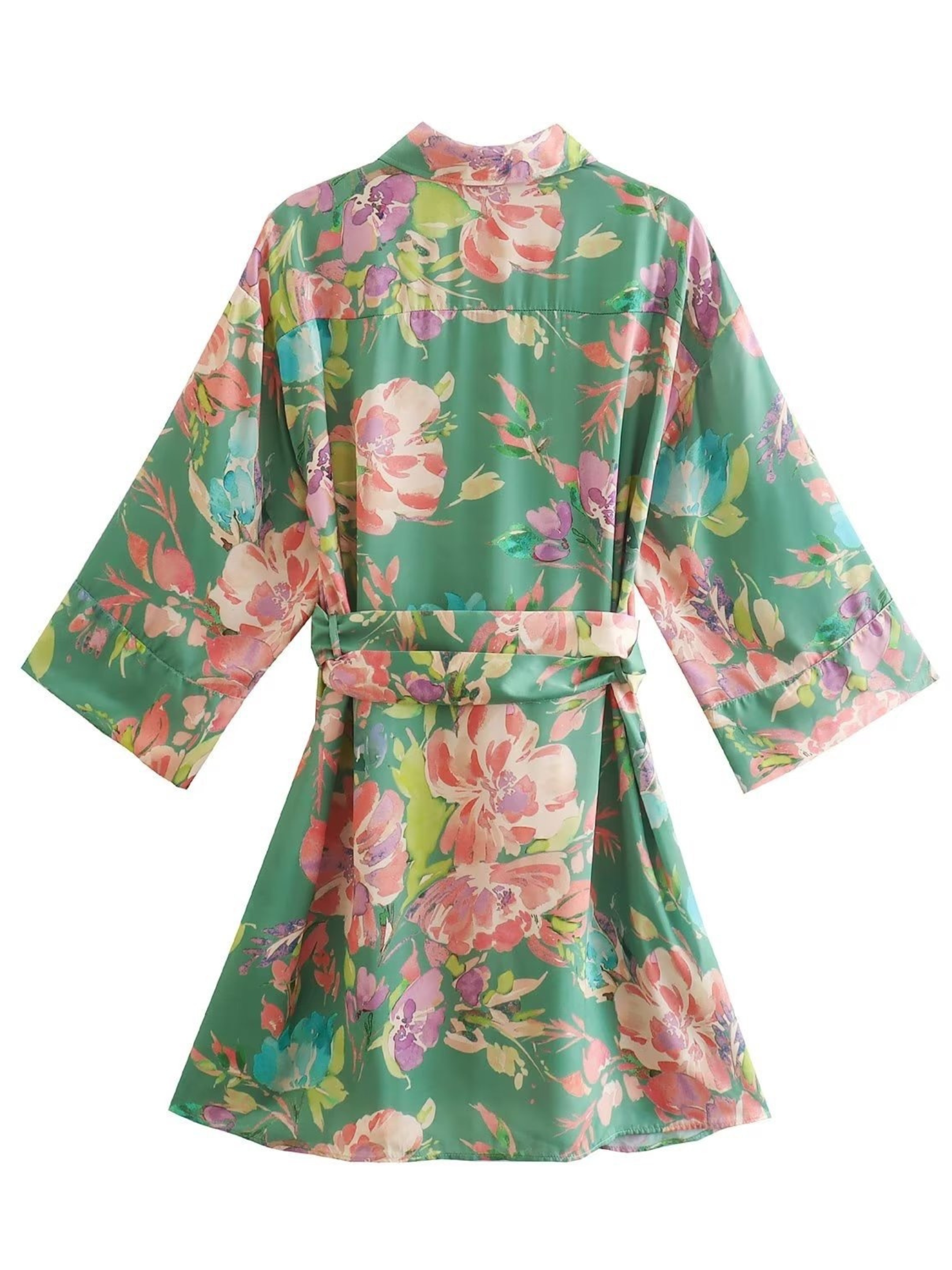 PRINTED SATIN SHIRT DRESS