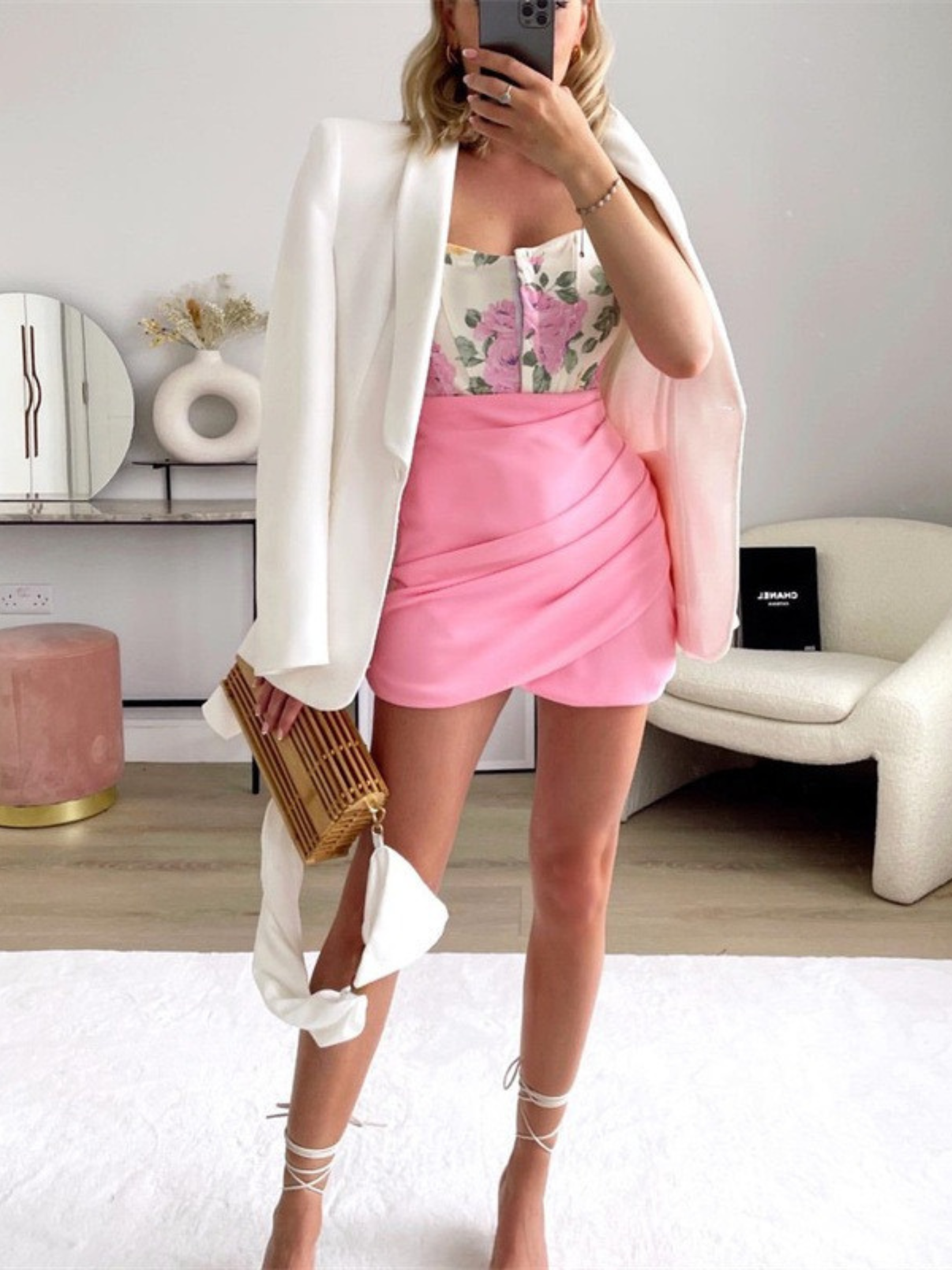 DRAPED PINK MINI SKIRT