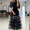 BLACK  LAYERED RUFFLE OFF SHOULDER LONG PARTY DRESS