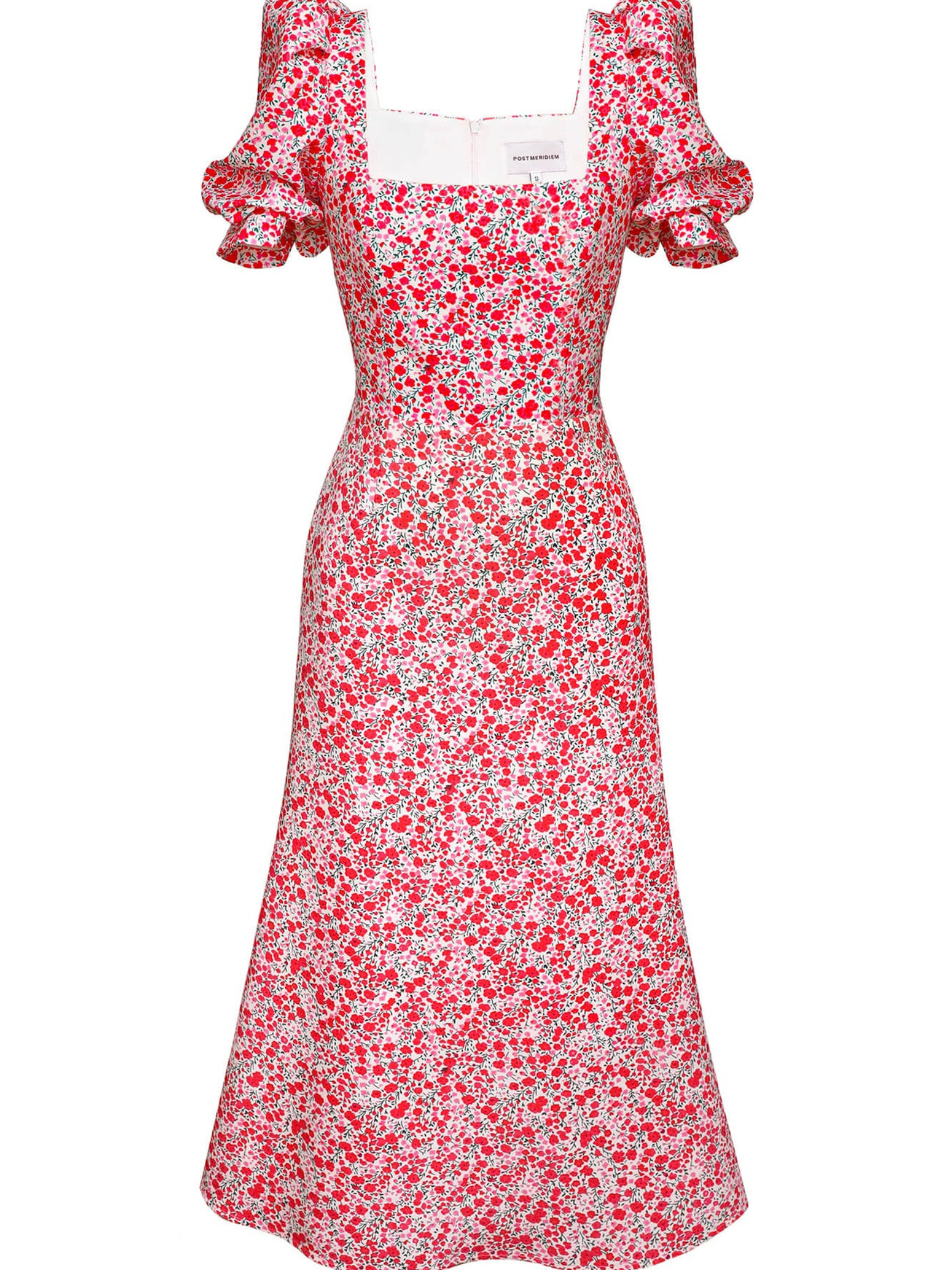 SQUARE NECK FLORAL MIDI DRESS