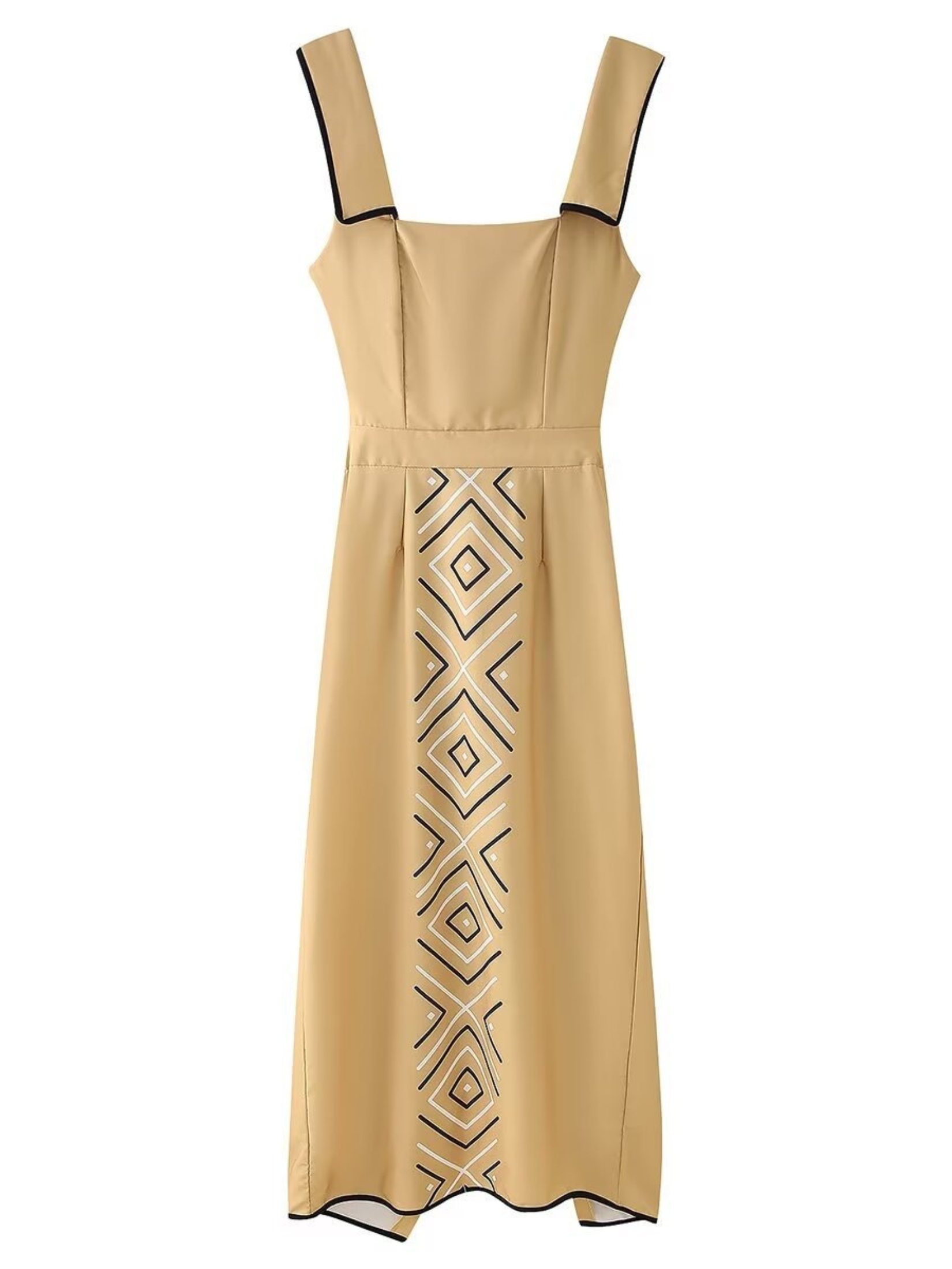 PRINTED BACK KNOT MIDI DRESS