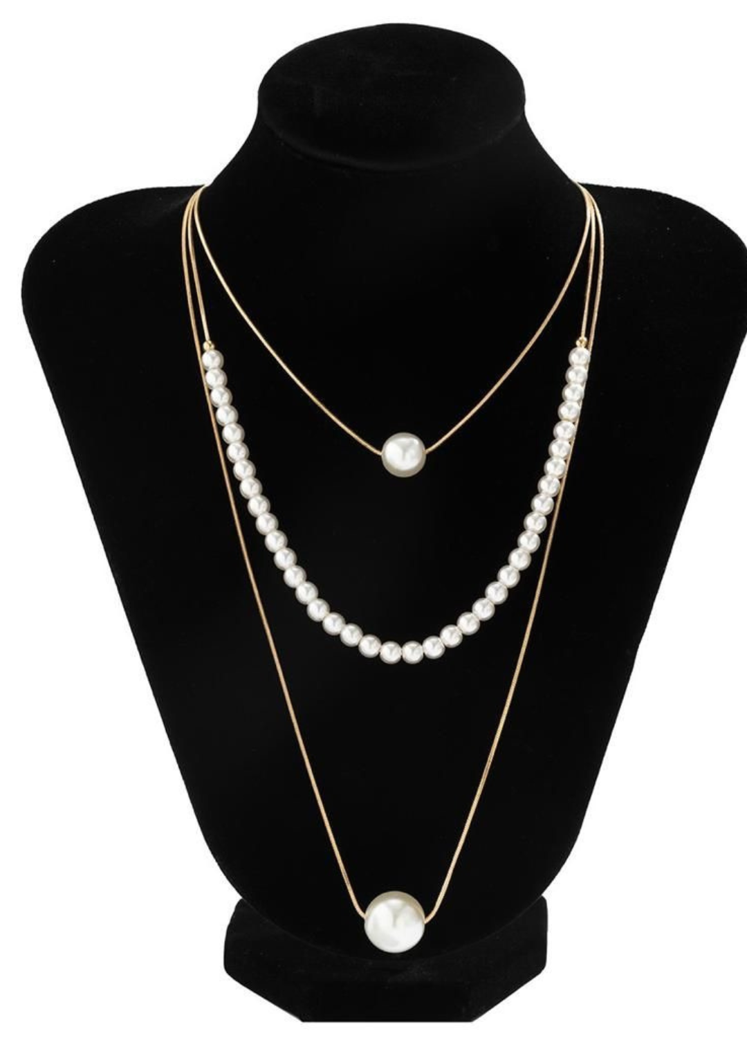 3Pcs WEDDING MULTI-LAYERED FAUX PEARL DETAIL NECKLACE-SILVER