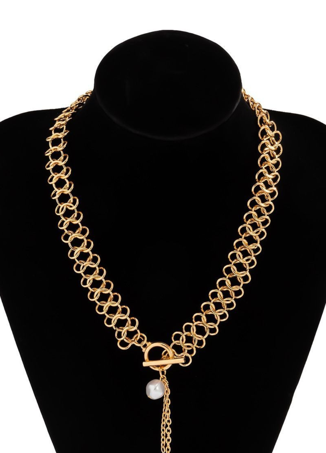 FAUX PEARL DETAIL CHAIN NECKLACE