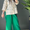 COTTON HEMP PRINTED SHIRT SPLIT WIDE LEG PANTS ELEGANT SPORT